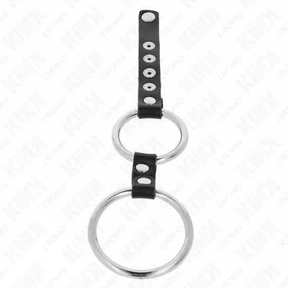 KINK - DOUBLE METAL PENIS RING 3.8 CM TO 5 CM CONNECTED WITH LEATHER - My naughty haven #