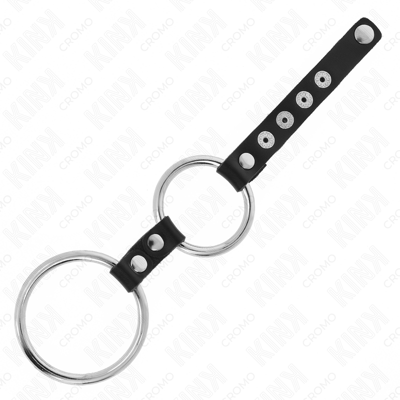 KINK - DOUBLE METAL PENIS RING 3.8 CM TO 5 CM CONNECTED WITH LEATHER - My naughty haven #