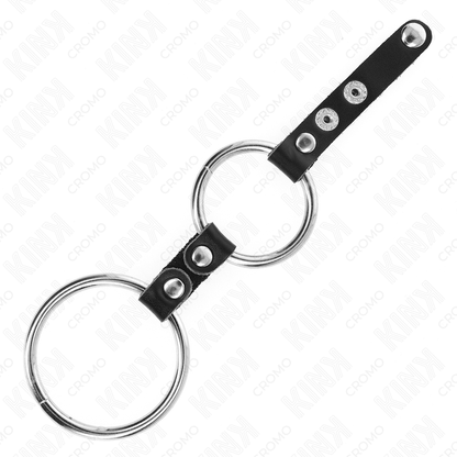 KINK - DOUBLE PENIS RING 3.8 CM TO 5 CM CONNECTED BY LEATHER - My naughty haven #
