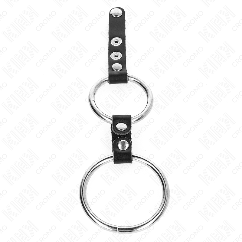 KINK - DOUBLE PENIS RING 3.8 CM TO 5 CM CONNECTED BY LEATHER - My naughty haven #