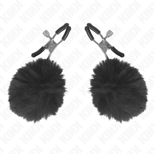 KINK - FAUX FUR BALL NIPPLE CLAMP BLACK 6 CM - My naughty haven #