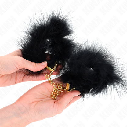 KINK - FEATHER HAND CUFFS WITH GOLD CHAIN MODEL 0 - My naughty haven #