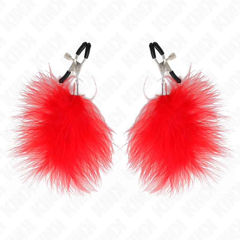 KINK - FEATHER NIPPLE CLAMP RED 7 CM - My naughty haven #