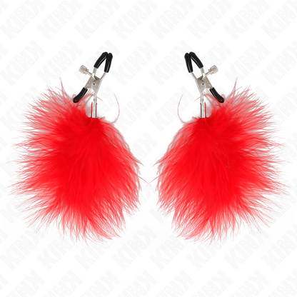 KINK - FEATHER NIPPLE CLAMP RED 7 CM - My naughty haven #
