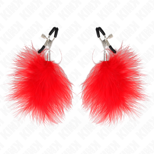 KINK - FEATHER NIPPLE CLAMP RED 7 CM - My naughty haven #
