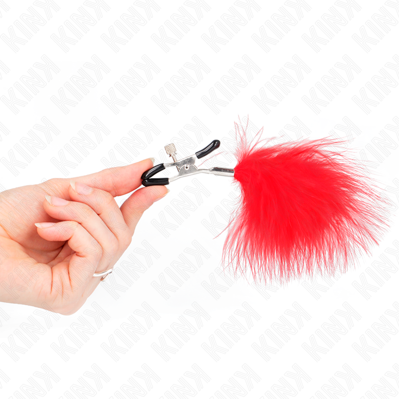 KINK - FEATHER NIPPLE CLAMP RED 7 CM - My naughty haven #