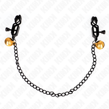 KINK - FLAT CHAIN NIPPLE CLAMPS AND BELL SILVER 30 CM - My naughty haven #