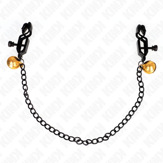 KINK - FLAT CHAIN NIPPLE CLAMPS AND BELL SILVER 30 CM - My naughty haven #