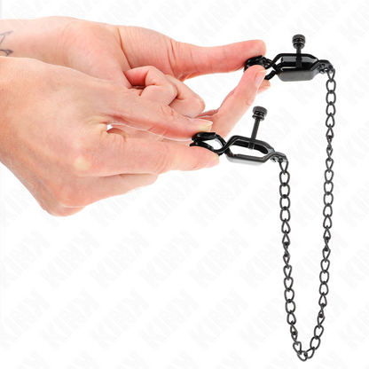 KINK - FLAT CHAIN NIPPLE CLAMPS BLACK 30 CM - My naughty haven #