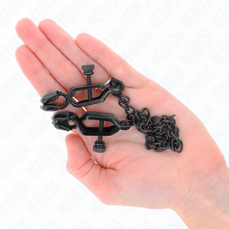 KINK - FLAT CHAIN NIPPLE CLAMPS BLACK 30 CM - My naughty haven #