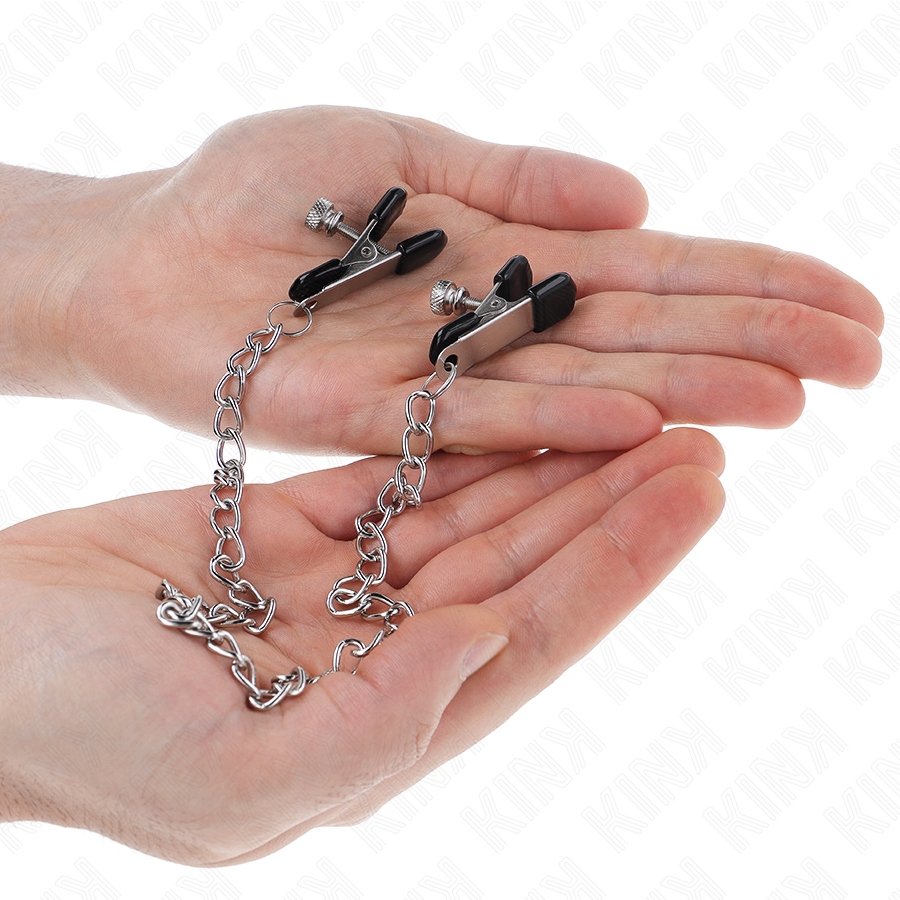 KINK - FLAT CHAIN NIPPLE CLAMPS SILVER 34 CM - My naughty haven #
