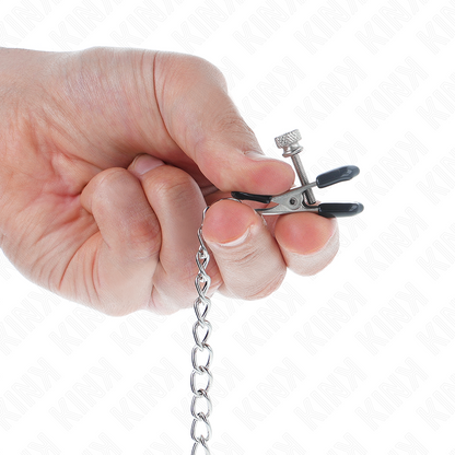 KINK - FLAT CHAIN NIPPLE CLAMPS SILVER 34 CM - My naughty haven #