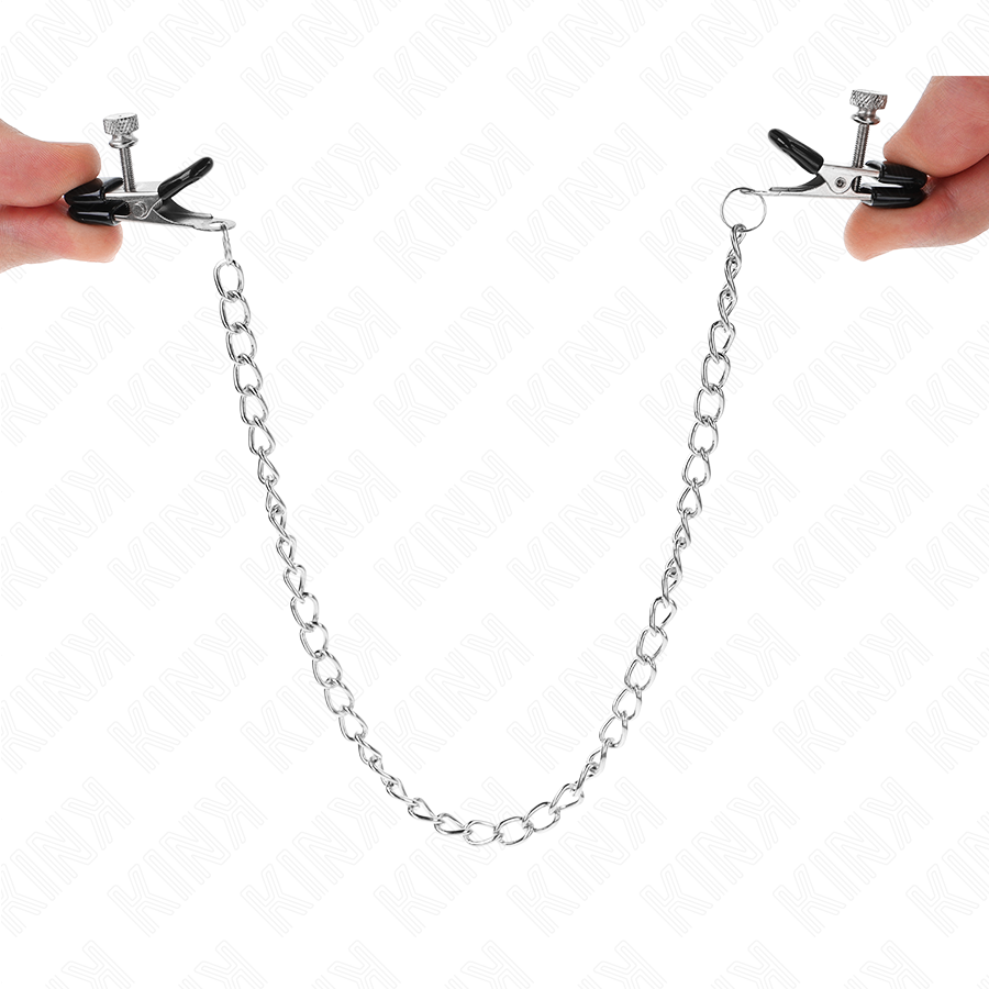 KINK - FLAT CHAIN NIPPLE CLAMPS SILVER 34 CM - My naughty haven #