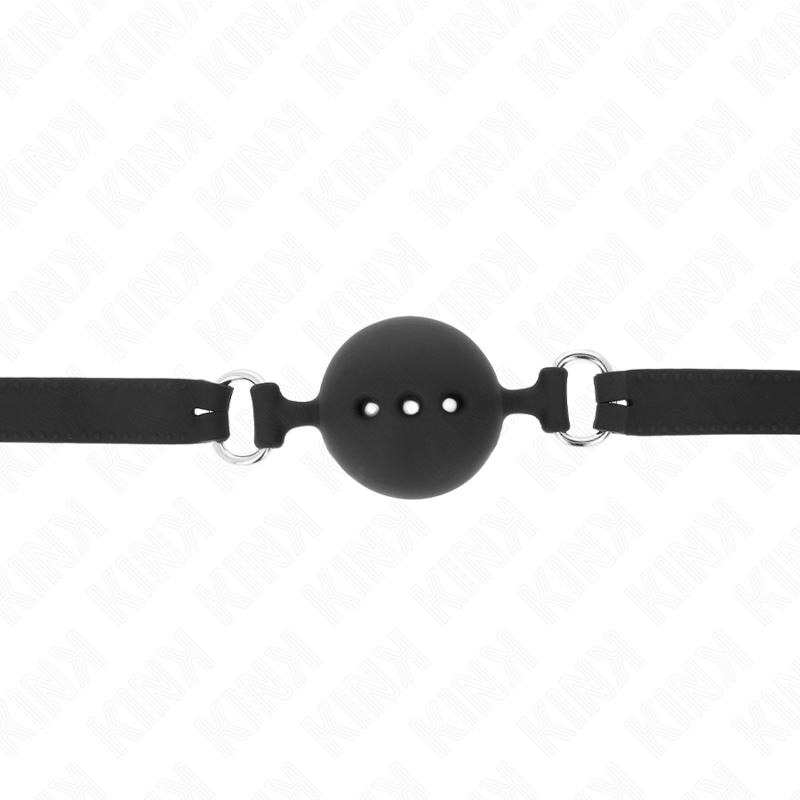 KINK - FULL SILICONE GAG 55 x 2 CM WITH 4.5 CM BALL SIZE M BLACK ADJUSTABLE 35-51 CM - My naughty haven #