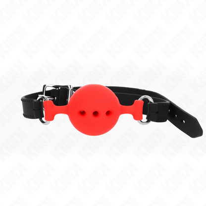 KINK - FULL SILICONE GAG 55 x 2 CM WITH 4.5 CM BALL SIZE M RED ADJUSTABLE 35-51 CM - My naughty haven #