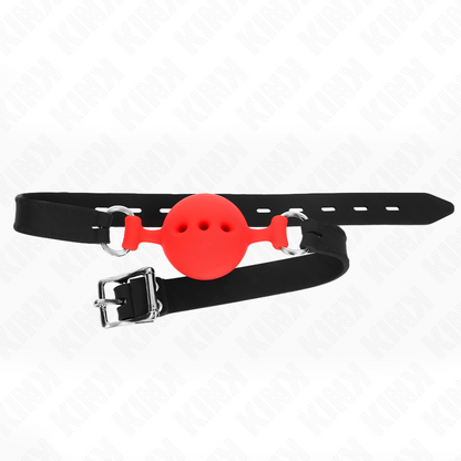 KINK - FULL SILICONE GAG 55 x 2 CM WITH 4.5 CM BALL SIZE M RED ADJUSTABLE 35-51 CM - My naughty haven #