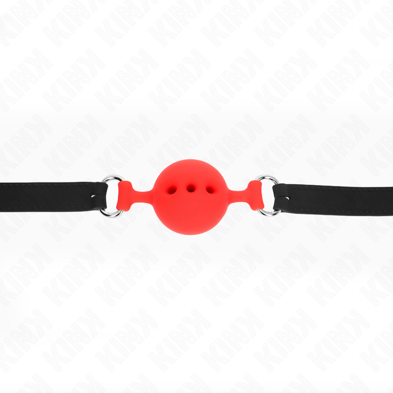 KINK - FULL SILICONE GAG 55 x 2 CM WITH 4.5 CM BALL SIZE M RED ADJUSTABLE 35-51 CM - My naughty haven #