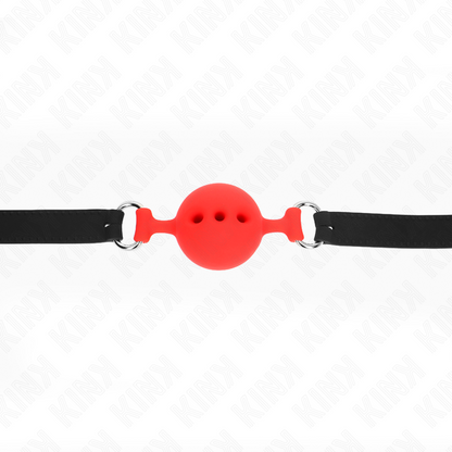KINK - FULL SILICONE GAG 55 x 2 CM WITH 4.5 CM BALL SIZE M RED ADJUSTABLE 35-51 CM - My naughty haven #