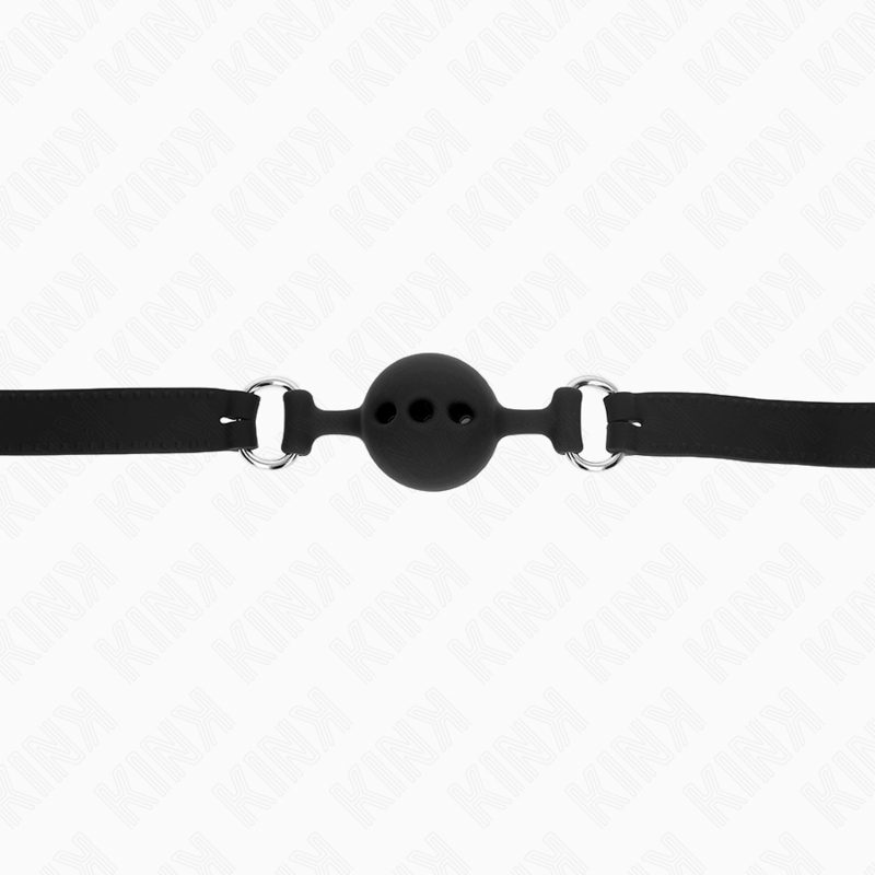 KINK - FULL SILICONE GAG 55 x 2 CM WITH 4 CM BALL SIZE S BLACK ADJUSTABLE 35-51 CM - My naughty haven #