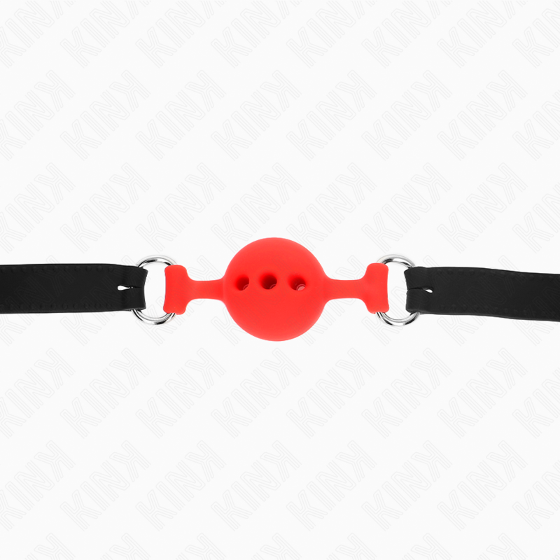 KINK - FULL SILICONE GAG 55 x 2 CM WITH 4 CM BALL SIZE S RED ADJUSTABLE 35-51 CM - My naughty haven #