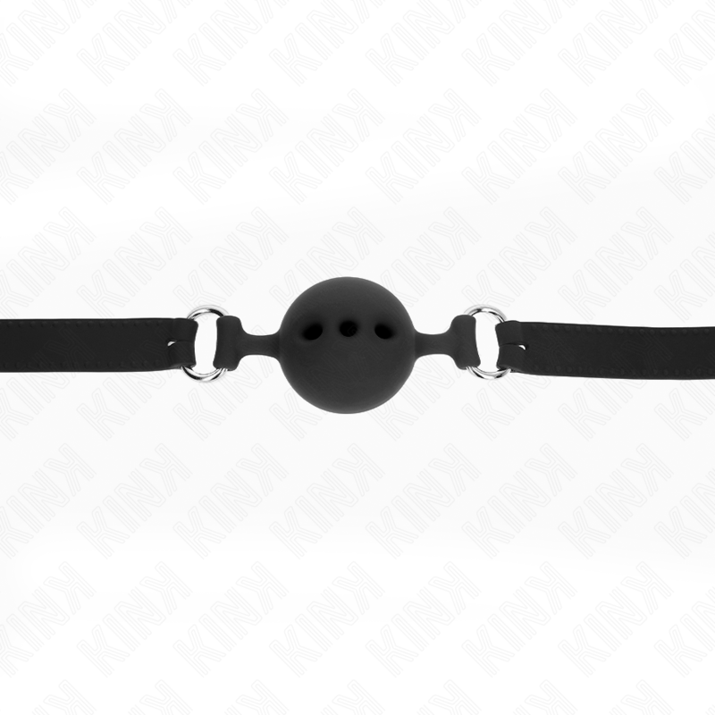 KINK - FULL SILICONE GAG 55 x 2 CM WITH 5 CM BALL SIZE L BLACK ADJUSTABLE 35-51 CM - My naughty haven #