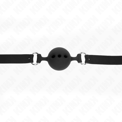 KINK - FULL SILICONE GAG 55 x 2 CM WITH 5 CM BALL SIZE L BLACK ADJUSTABLE 35-51 CM - My naughty haven #
