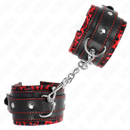 KINK - FUR LINED WRIST RESTRAINTS RED / BLACK ADJUSTABLE 17-29 CM X 6 CM - My naughty haven #