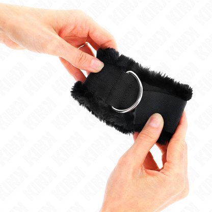 KINK - FURRY LINED WRIST RESTRAINTS BLACK ADJUSTABLE 17-31 CM X 7 CM - My naughty haven #