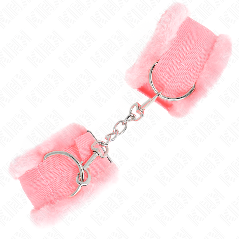 KINK - FURRY LINED WRIST RESTRAINTS PINK ADJUSTABLE 17-31 CM X 7 CM - My naughty haven #