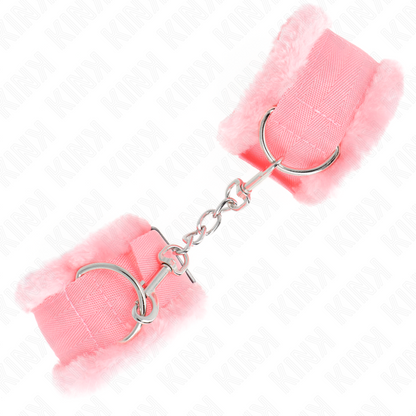KINK - FURRY LINED WRIST RESTRAINTS PINK ADJUSTABLE 17-31 CM X 7 CM - My naughty haven #