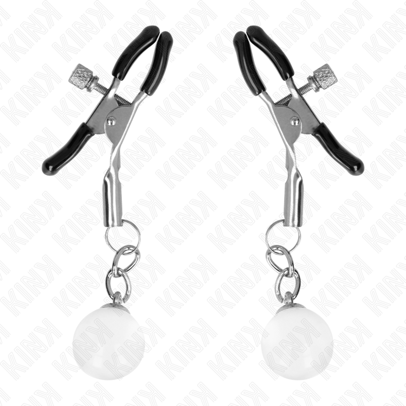 KINK - GLASS BEAD NIPPLE CLAMPS SILVER 6 CM - My naughty haven #