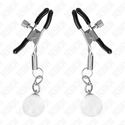 KINK - GLASS BEAD NIPPLE CLAMPS SILVER 6 CM - My naughty haven #