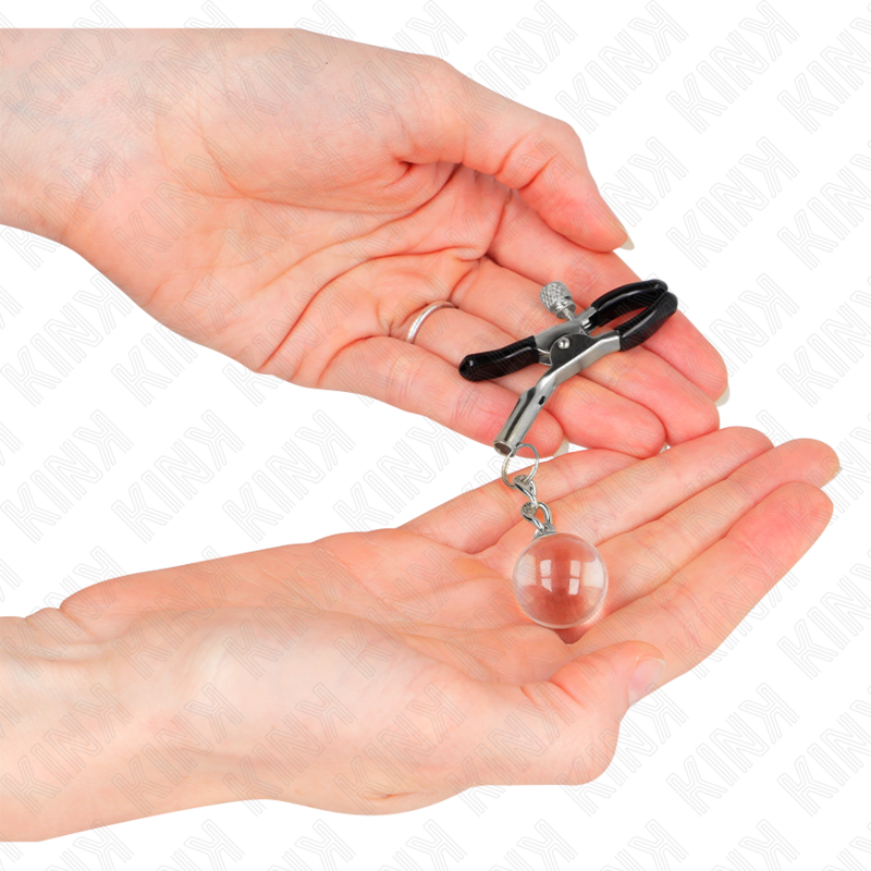KINK - GLASS BEAD NIPPLE CLAMPS SILVER 6 CM - My naughty haven #