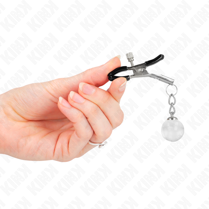 KINK - GLASS BEAD NIPPLE CLAMPS SILVER 6 CM - My naughty haven #