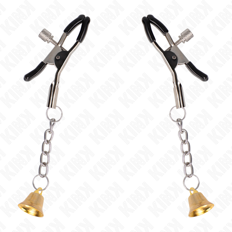 KINK - GOLD BELL PENDANT NIPPLE CLAMPS 6 CM - My naughty haven #