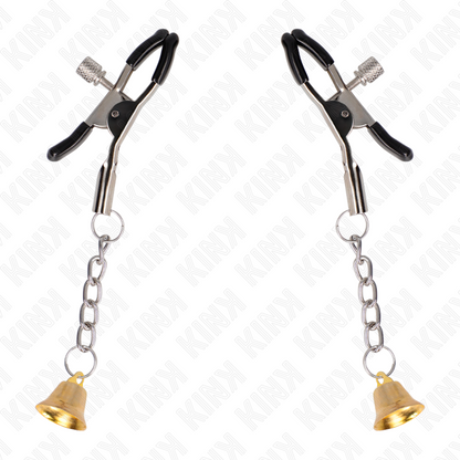 KINK - GOLD BELL PENDANT NIPPLE CLAMPS 6 CM - My naughty haven #