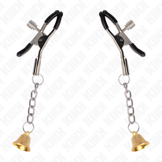 KINK - GOLD BELL PENDANT NIPPLE CLAMPS 6 CM - My naughty haven #