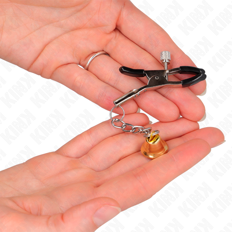 KINK - GOLD BELL PENDANT NIPPLE CLAMPS 6 CM - My naughty haven #