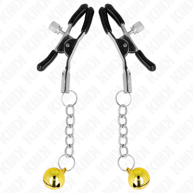 KINK - GOLD JINGLE BELL PENDANT NIPPLE CLAMPS 6 CM - My naughty haven #