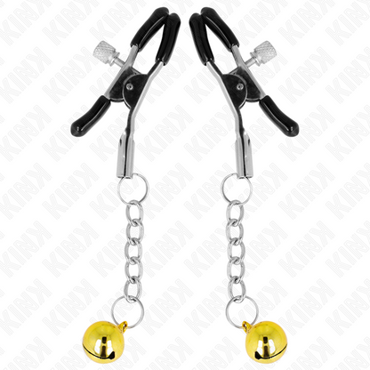 KINK - GOLD JINGLE BELL PENDANT NIPPLE CLAMPS 6 CM - My naughty haven #