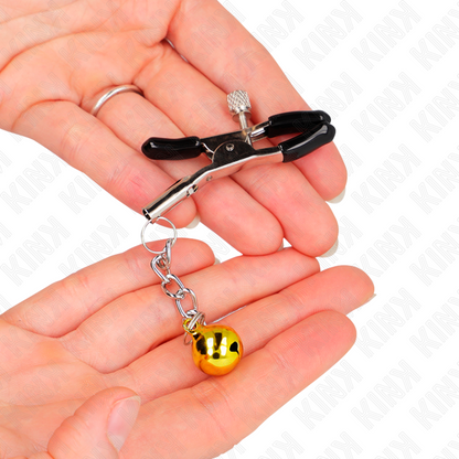 KINK - GOLD JINGLE BELL PENDANT NIPPLE CLAMPS 6 CM - My naughty haven #