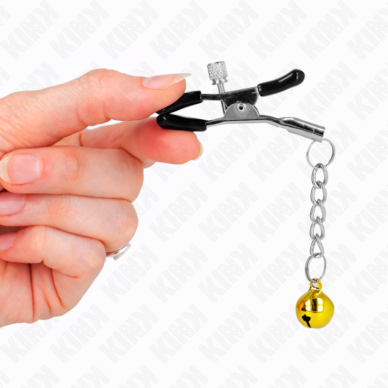 KINK - GOLD JINGLE BELL PENDANT NIPPLE CLAMPS 6 CM - My naughty haven #