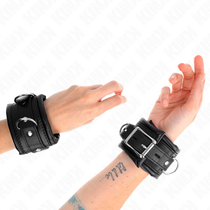 KINK - HEAVY WRIST RESTRAINTS WITH BLACK FUR LINED ADJUSTABLE 20-30 CM X 6 CM - My naughty haven #