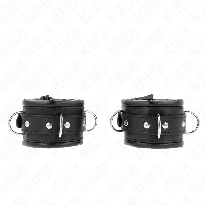 KINK - HEAVY WRIST RESTRAINTS WITH BLACK FUR LINED ADJUSTABLE 20-30 CM X 6 CM - My naughty haven #