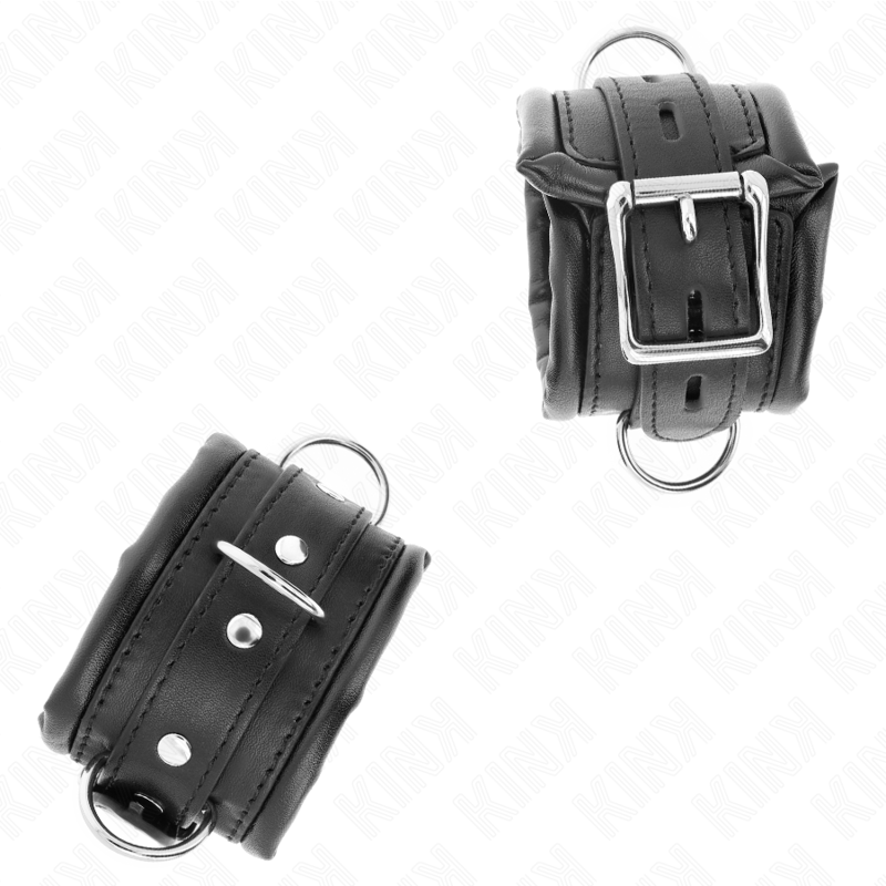KINK - HEAVY WRIST RESTRAINTS WITH BLACK FUR LINED ADJUSTABLE 20-30 CM X 6 CM - My naughty haven #