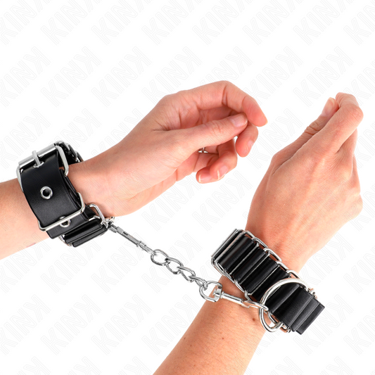 KINK - HINGE-LIKE THIN WRIST RESTRAINTS BLACK ADJUSTRABLE 16-22 CM X 3.5 CM - My naughty haven #