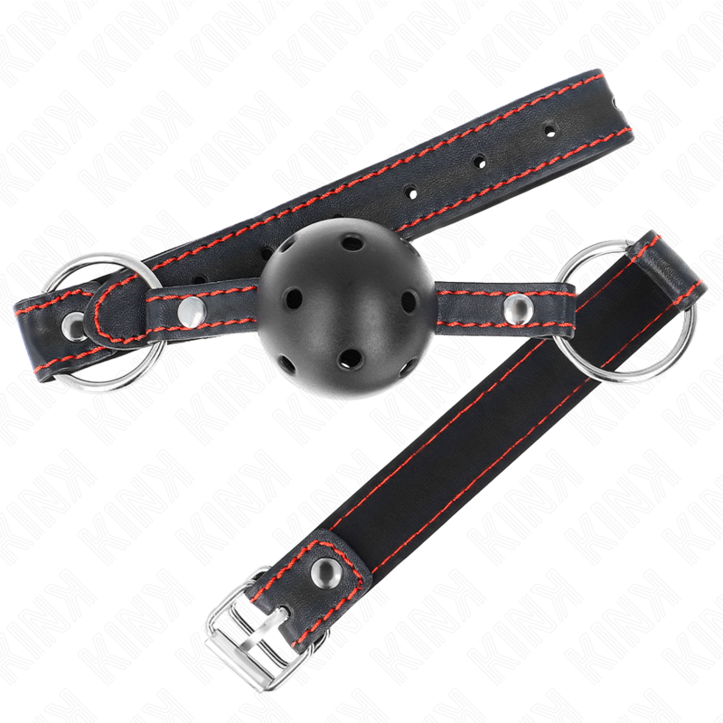 KINK - HOLLOW HARD BLACK BALL GAG MODEL 2 65 x 2.5 CM - My naughty haven #