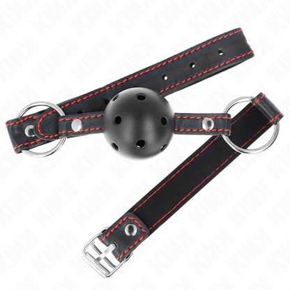 KINK - HOLLOW HARD BLACK BALL GAG MODEL 2 65 x 2.5 CM - My naughty haven #