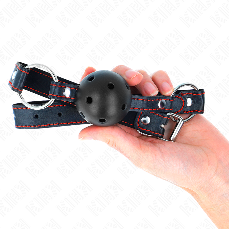 KINK - HOLLOW HARD BLACK BALL GAG MODEL 2 65 x 2.5 CM - My naughty haven #