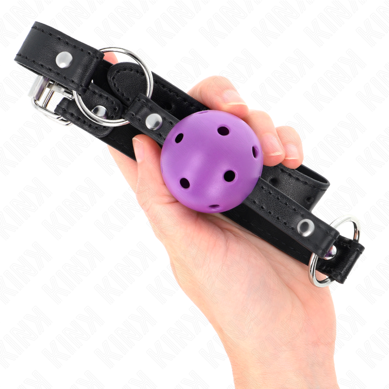 KINK - HOLLOW HARD PURPLE BALL 4.5 CM GAG 63.5 X 2 CM - My naughty haven #
